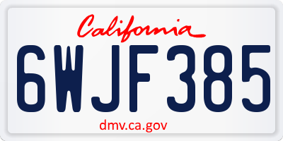 CA license plate 6WJF385
