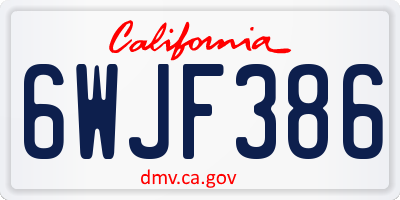 CA license plate 6WJF386