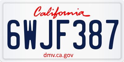CA license plate 6WJF387