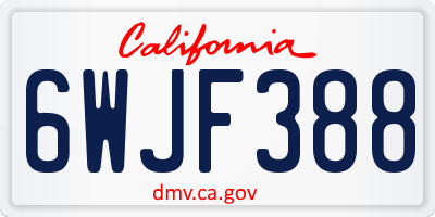 CA license plate 6WJF388