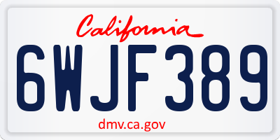 CA license plate 6WJF389