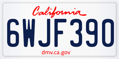 CA license plate 6WJF390
