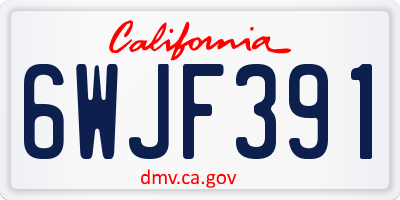 CA license plate 6WJF391
