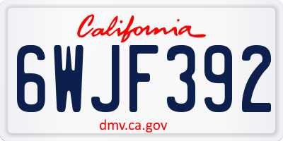 CA license plate 6WJF392