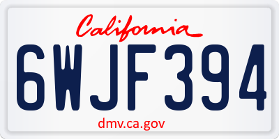 CA license plate 6WJF394