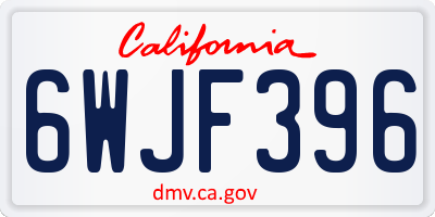 CA license plate 6WJF396