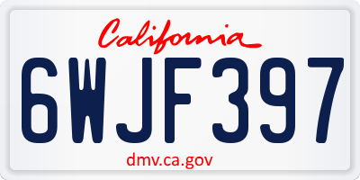 CA license plate 6WJF397