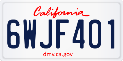 CA license plate 6WJF401