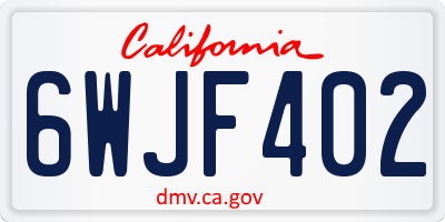 CA license plate 6WJF402