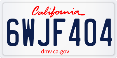 CA license plate 6WJF404