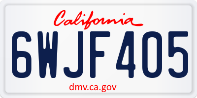 CA license plate 6WJF405