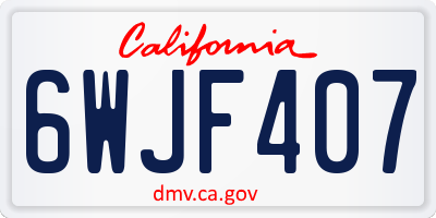CA license plate 6WJF407