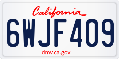 CA license plate 6WJF409