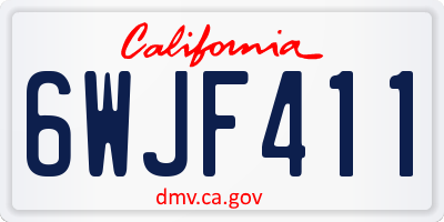 CA license plate 6WJF411