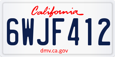 CA license plate 6WJF412