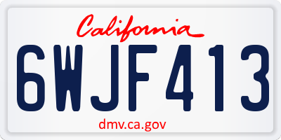 CA license plate 6WJF413