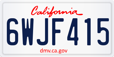 CA license plate 6WJF415