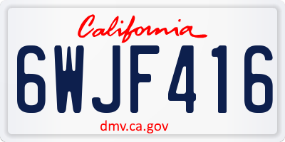 CA license plate 6WJF416