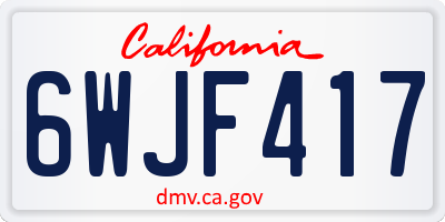 CA license plate 6WJF417