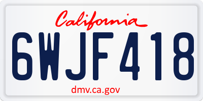 CA license plate 6WJF418