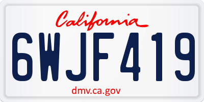 CA license plate 6WJF419
