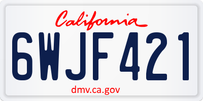 CA license plate 6WJF421