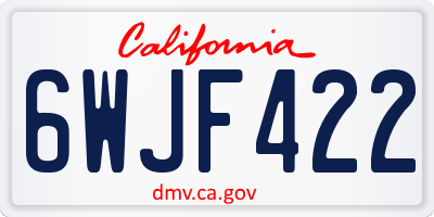 CA license plate 6WJF422
