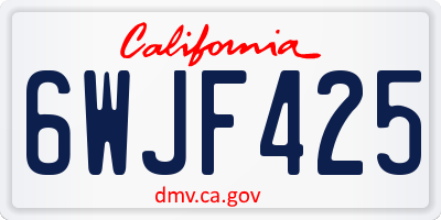 CA license plate 6WJF425