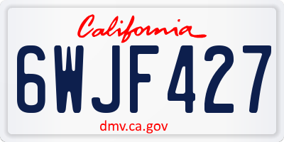 CA license plate 6WJF427