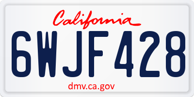 CA license plate 6WJF428