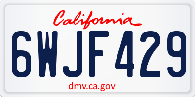 CA license plate 6WJF429