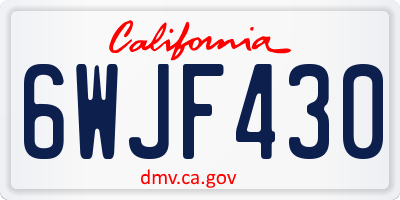 CA license plate 6WJF430