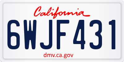 CA license plate 6WJF431