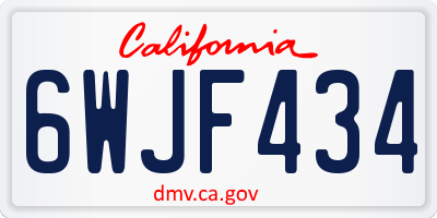 CA license plate 6WJF434