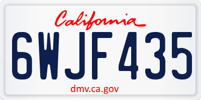 CA license plate 6WJF435