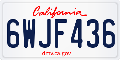 CA license plate 6WJF436
