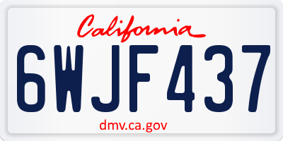 CA license plate 6WJF437