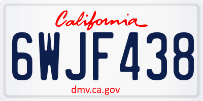 CA license plate 6WJF438