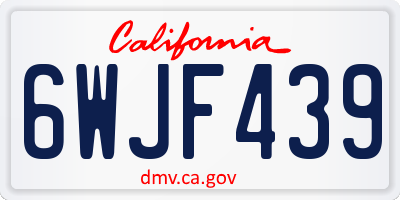 CA license plate 6WJF439