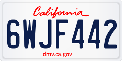 CA license plate 6WJF442