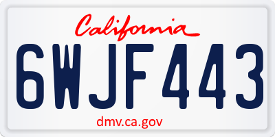 CA license plate 6WJF443