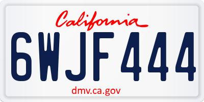 CA license plate 6WJF444