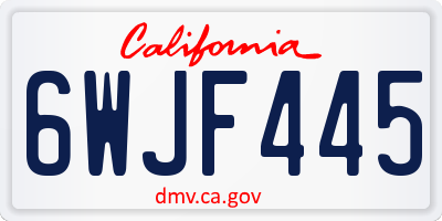 CA license plate 6WJF445