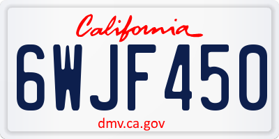 CA license plate 6WJF450