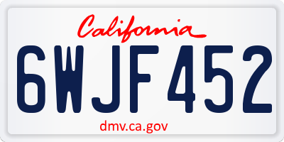 CA license plate 6WJF452