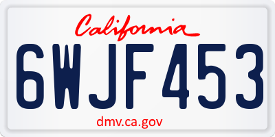 CA license plate 6WJF453