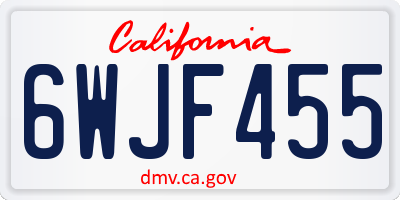CA license plate 6WJF455