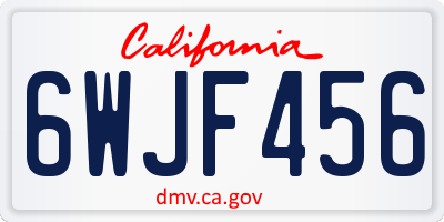 CA license plate 6WJF456