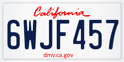 CA license plate 6WJF457