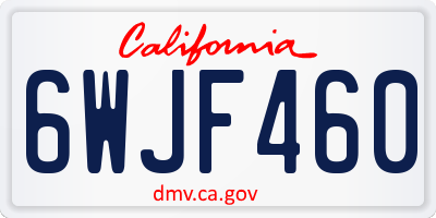 CA license plate 6WJF460